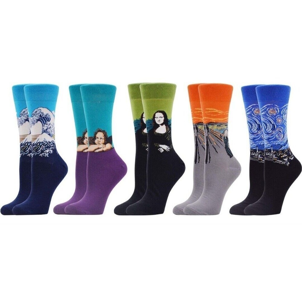 Lot of 5 New Fashion Boutique Unisex Retro Oil Painting Art Crew Socks Men Women